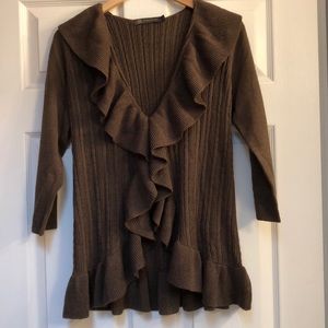 The Limited women’s ruffle sweater brown large